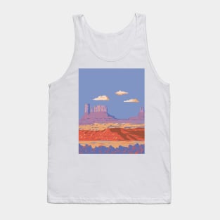 Monument Valley Navajo Tribal Park in Utah and Arizona USA WPA Art Poster Tank Top